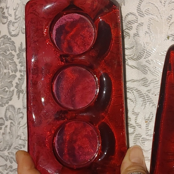 Heavy Red Candle Holders - Picture 4 of 4